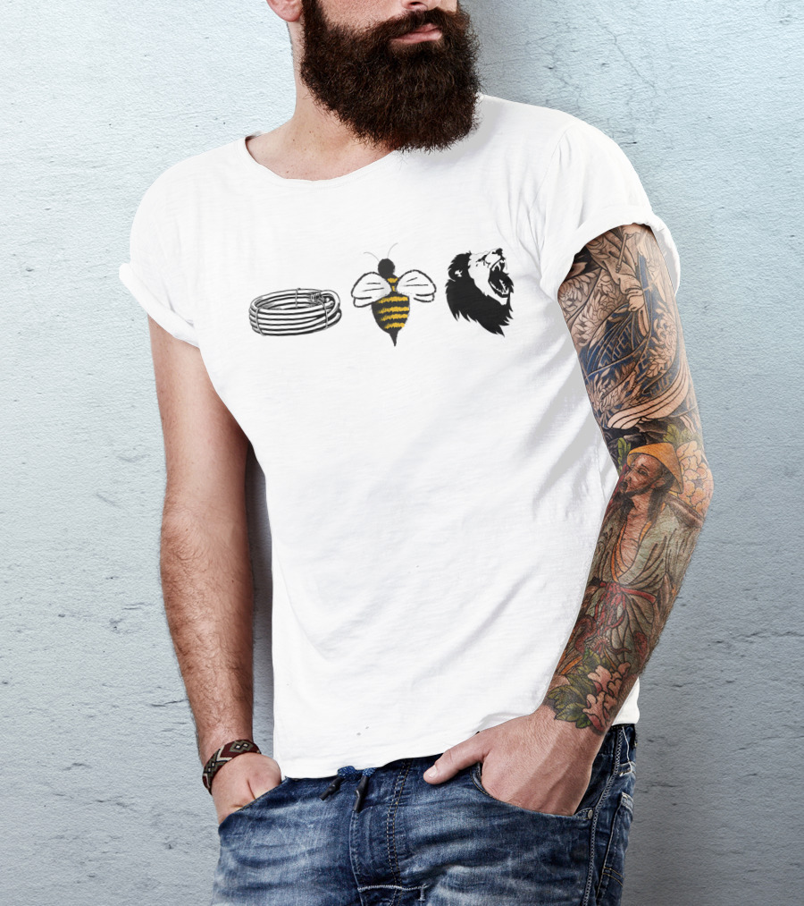 Barbed Bee Lion Funny Vintage Animal Joke Pun T-Shirt