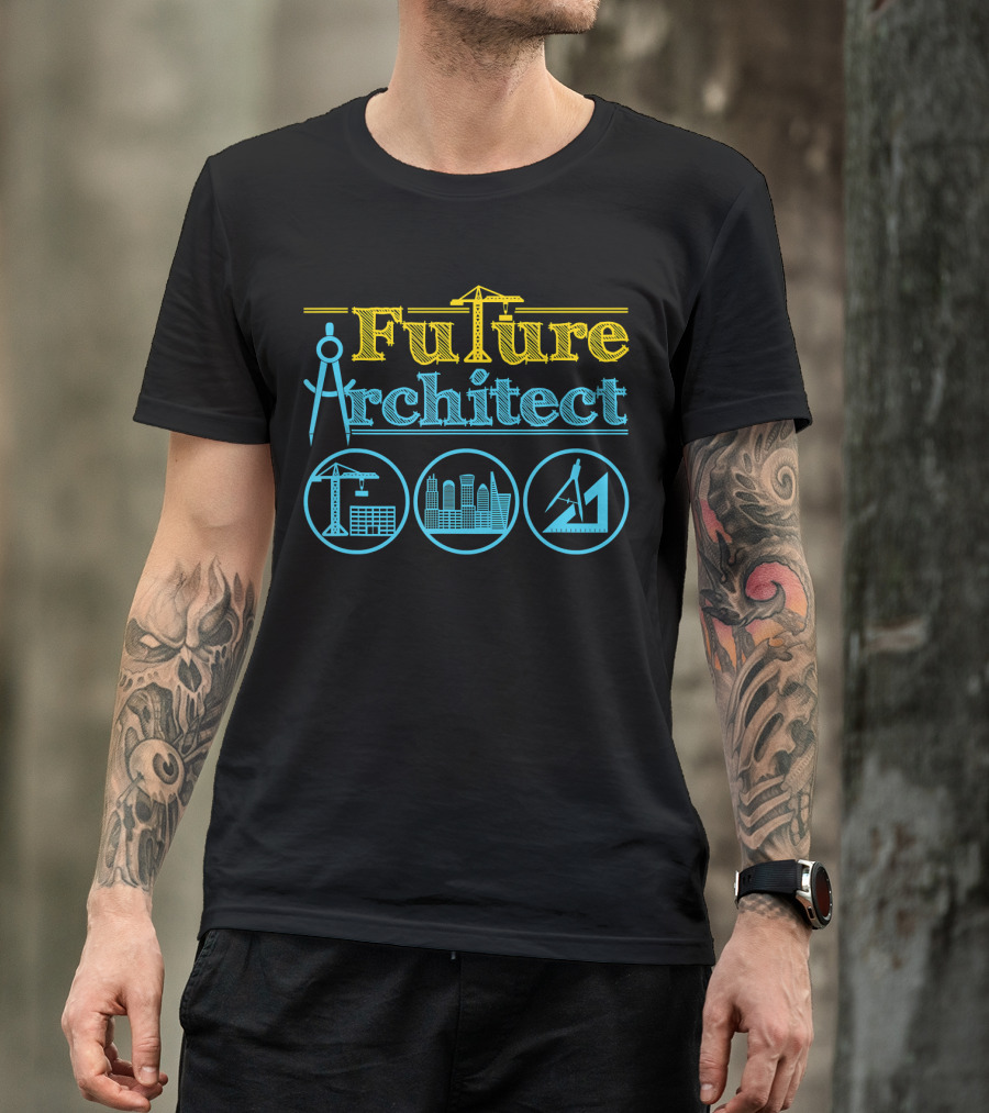 Future Architect Architecture Crane Compass Skyline Drafting T-Shirt