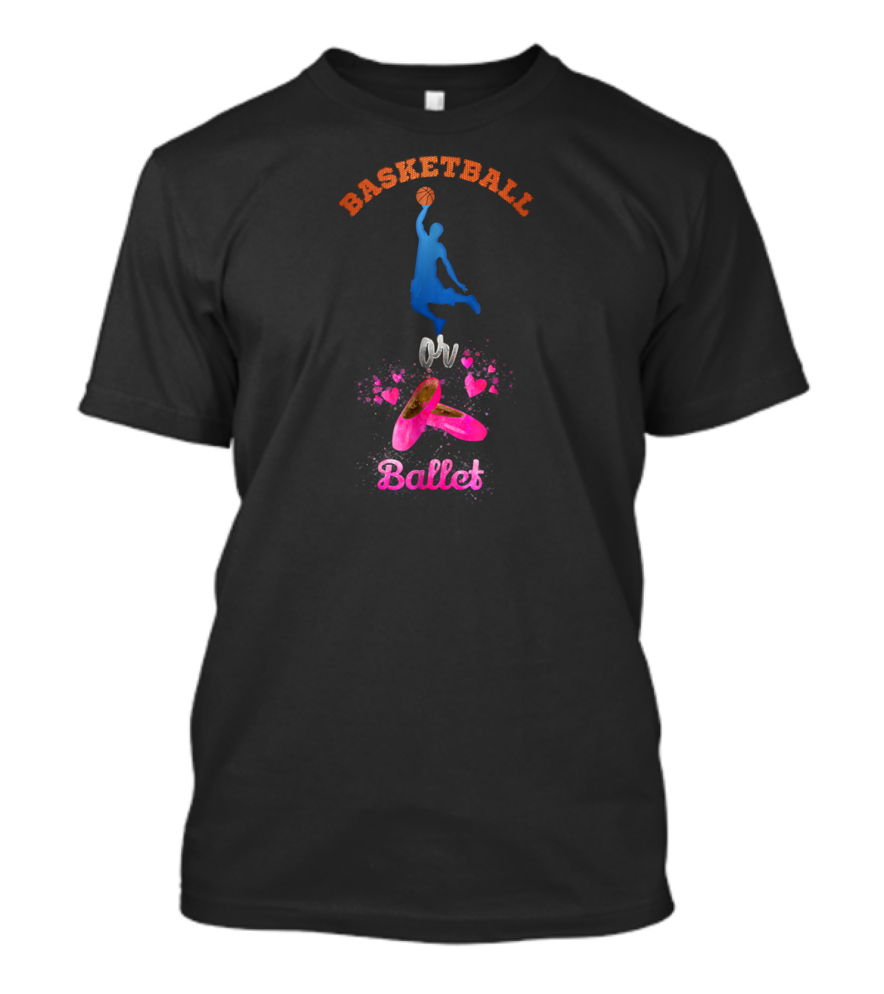 Basketball Or Ballet Team Blue Pink Gender Reveal T-Shirt