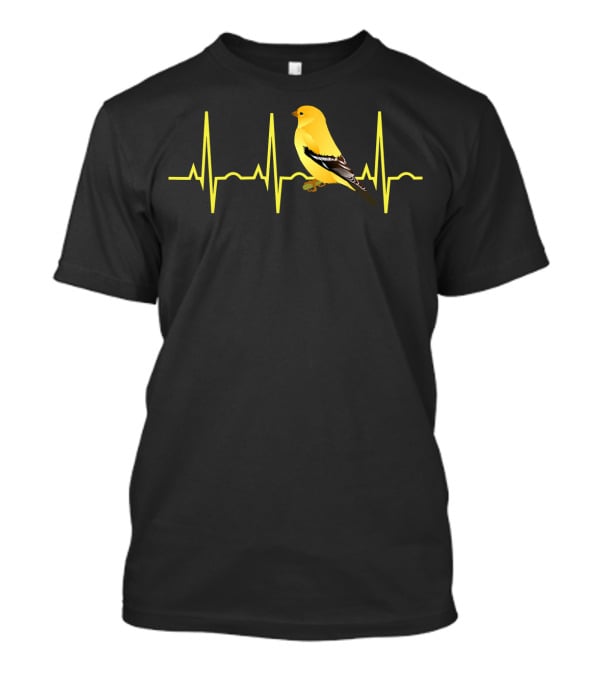 Goldfinch Heartbeat ECG Line Bird Songbird America T-Shirt