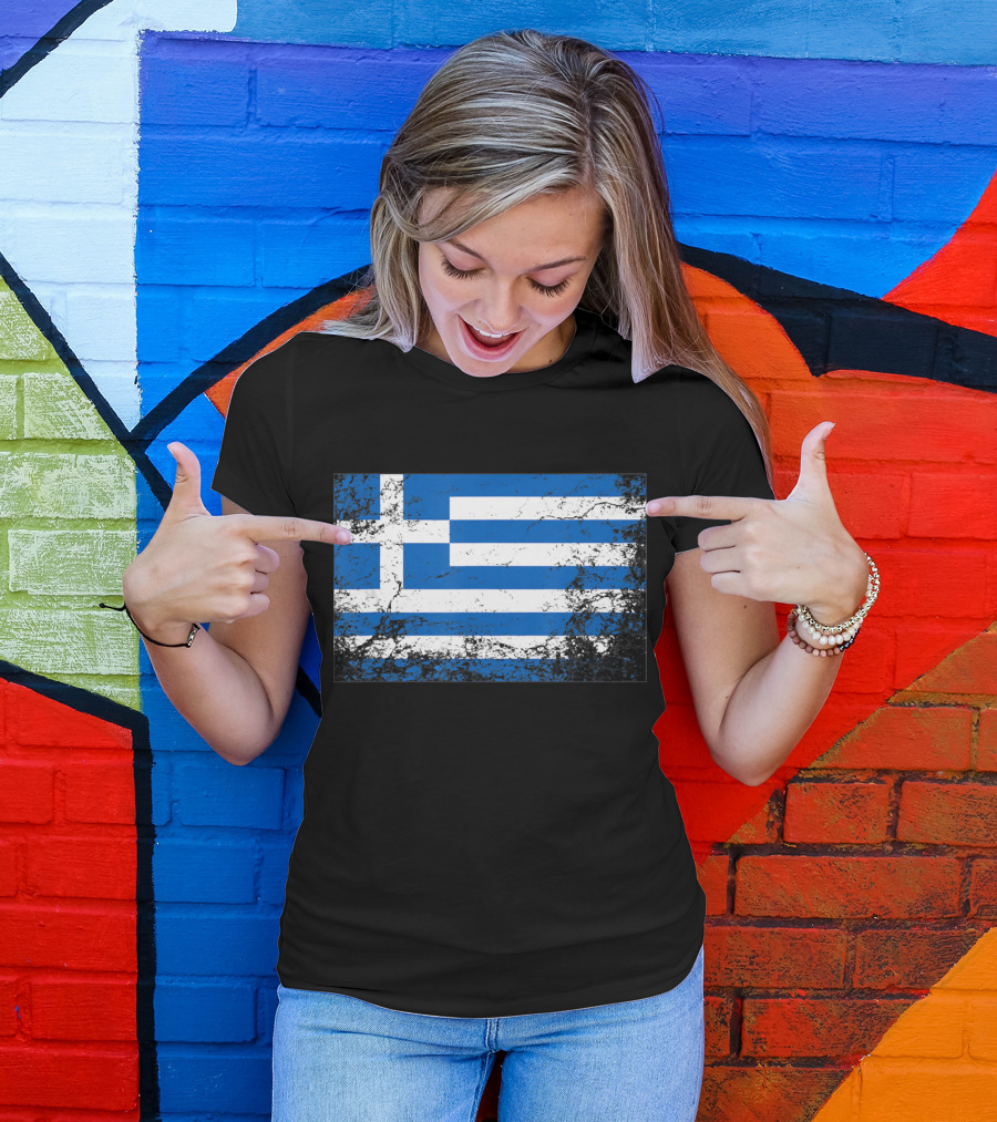 Distressed Vintage Greek National Flag T-Shirt