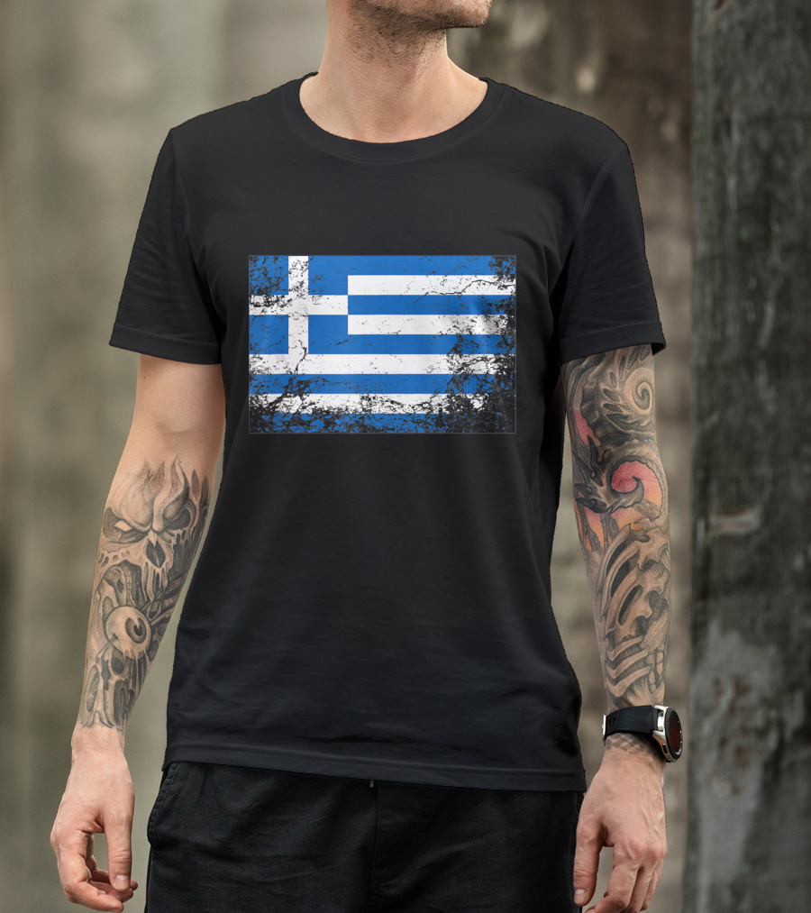 Distressed Vintage Greek National Flag T-Shirt
