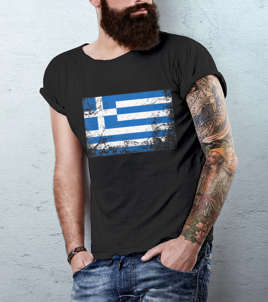 Distressed Vintage Greek National Flag T-Shirt