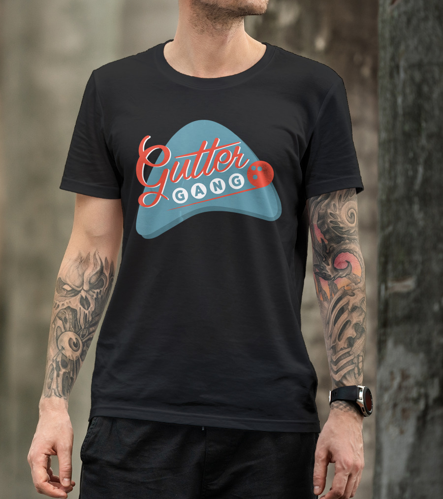 Gutter Gang Bowling League Team Retro Bowling Ball T-Shirt