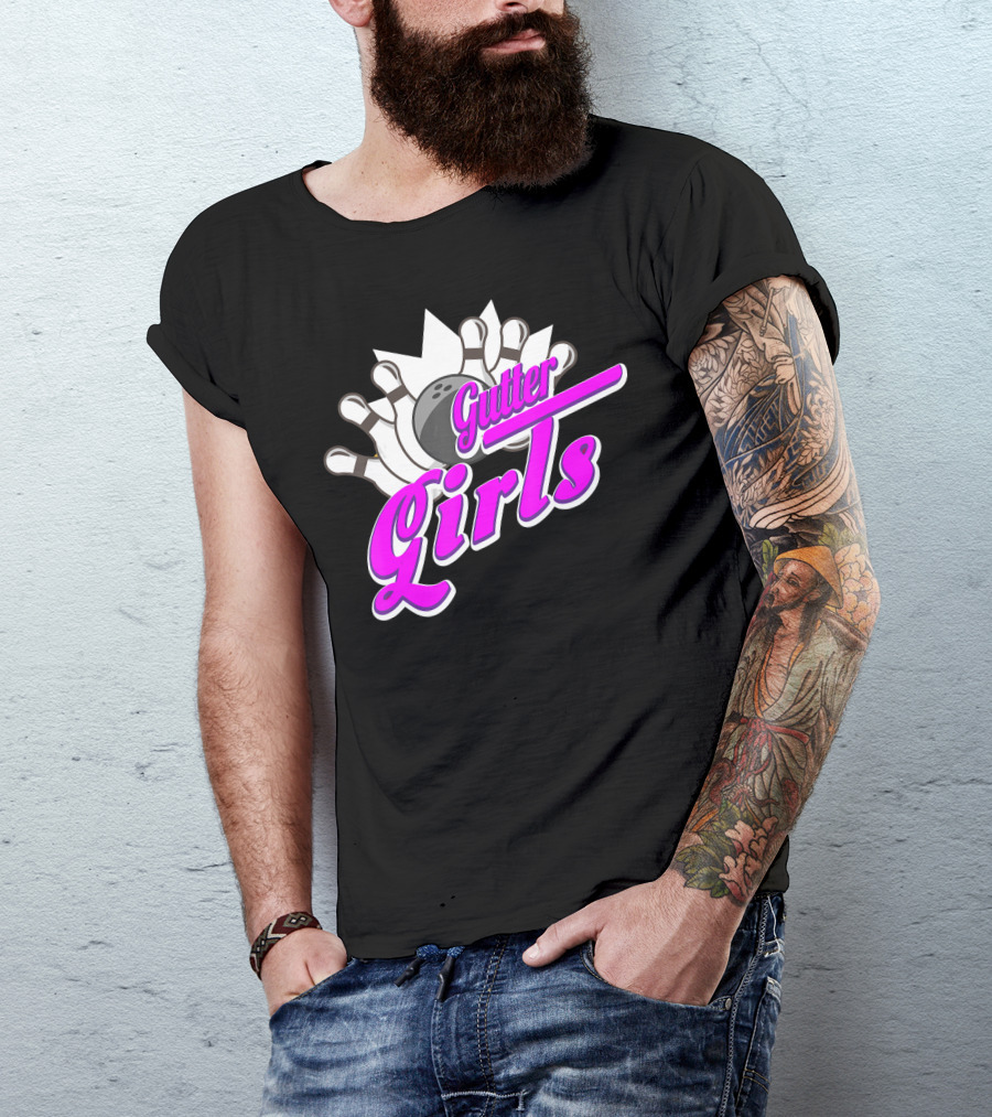 Gutter Girls Bowling Ball Pin Bowler Retro T-Shirt