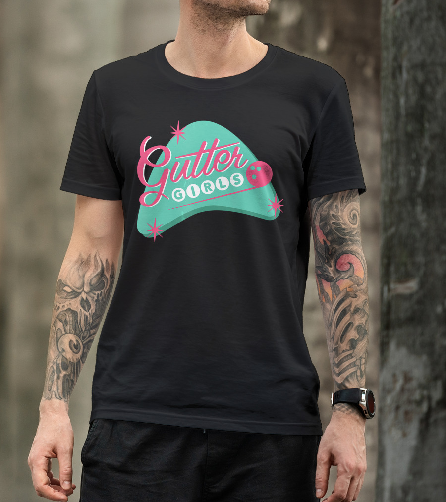 Gutter Girls Bowling Team Retro Logo Pastel T-Shirt