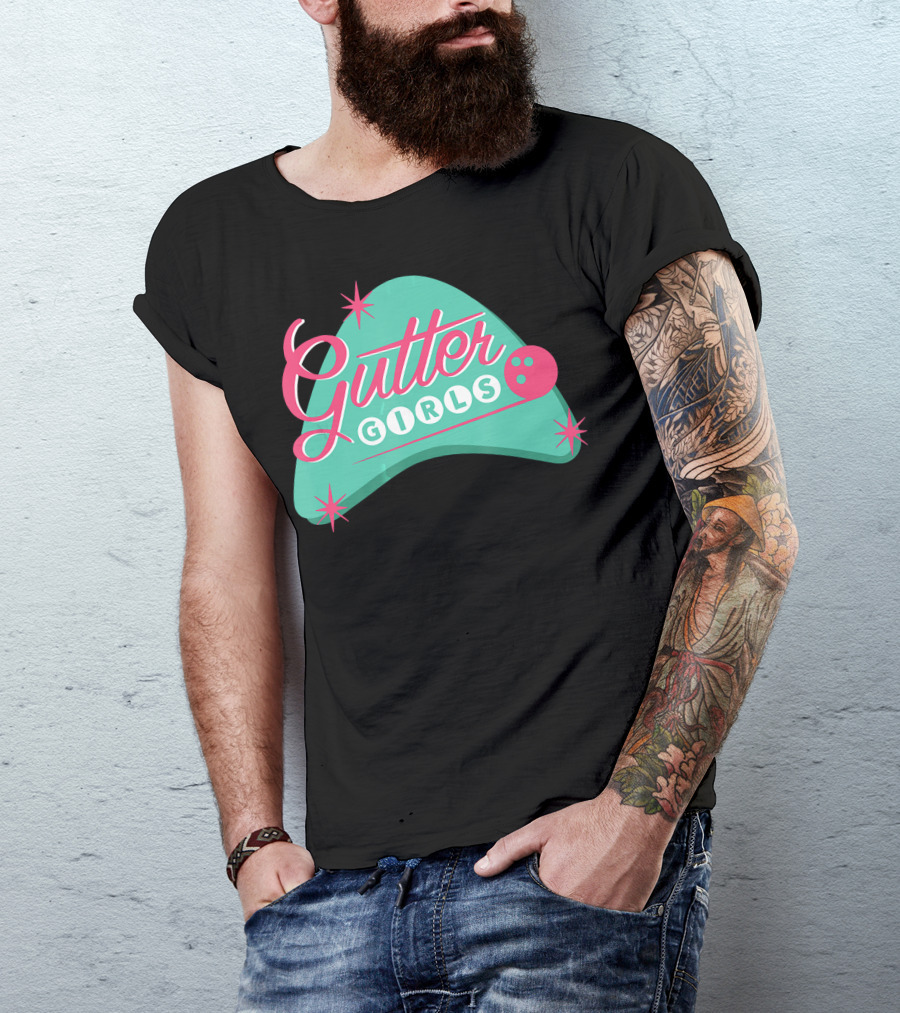 Gutter Girls Bowling Team Retro Logo Pastel T-Shirt
