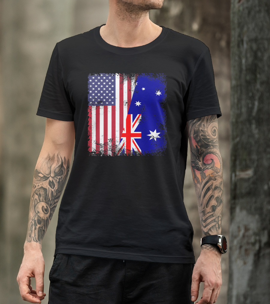 Vintage Half American Australian Flag Iconic T-Shirt