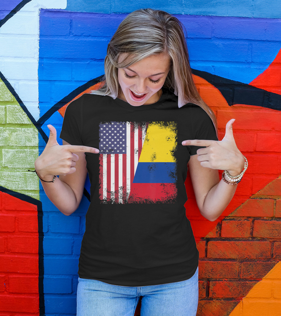 Half Colombian Half American Flag T-Shirt
