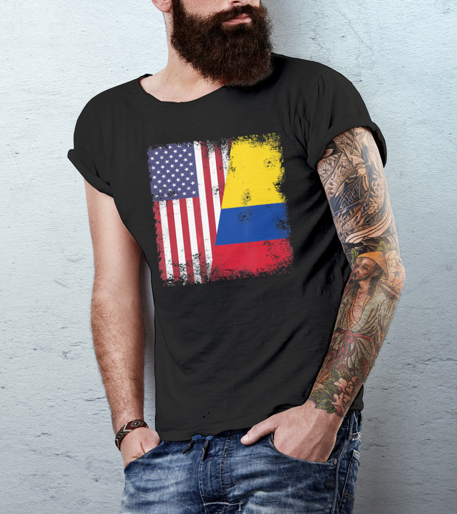 Half Colombian Half American Flag T-Shirt