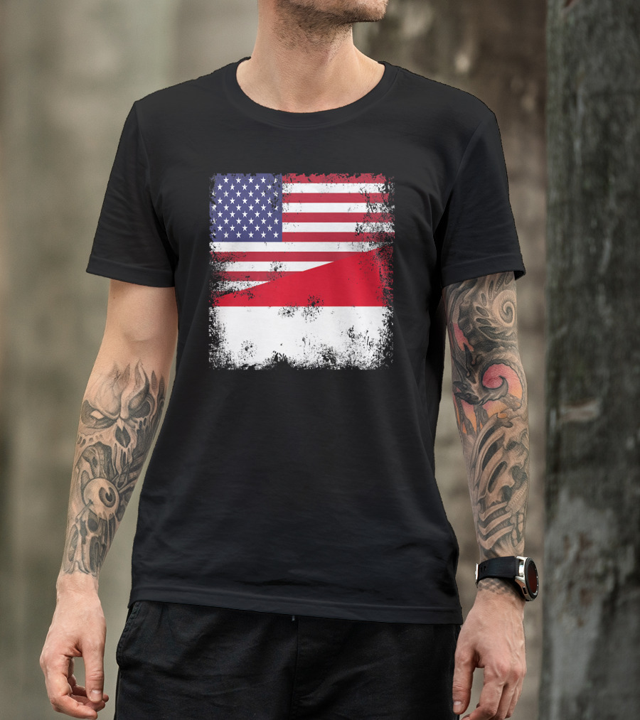 Half Indonesian Half American Flag Vintage Indo USA Fusion T-Shirt