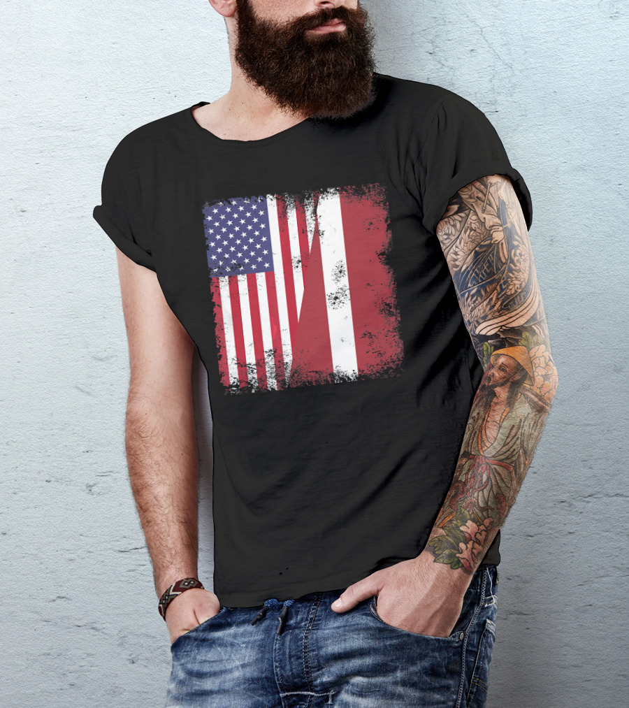Half Latvian Half American Flag Vintage Latvia U T-Shirt