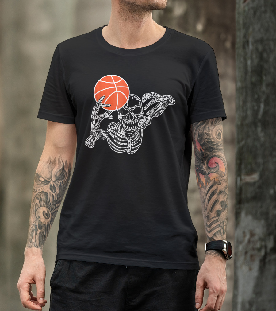 Halloween Skeleton Basketball Player Skul Dunking Spooky Slam T-Shirt