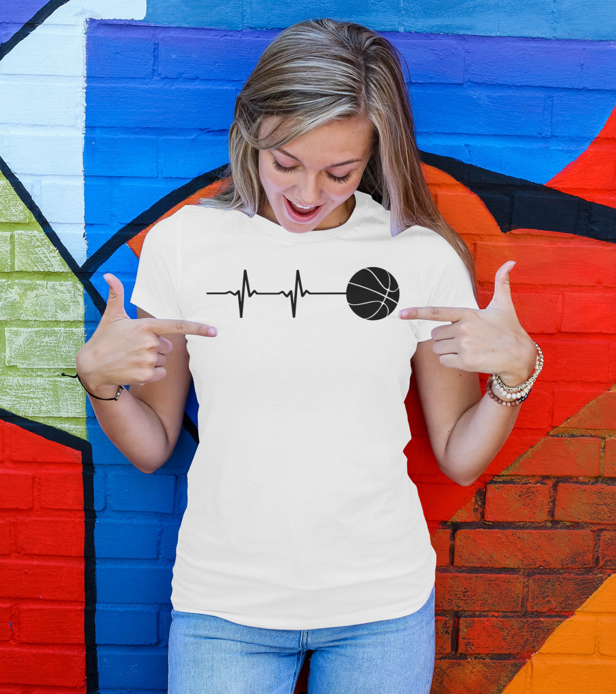 Heartbeat Basketball Player Pulse Path T-Shirt