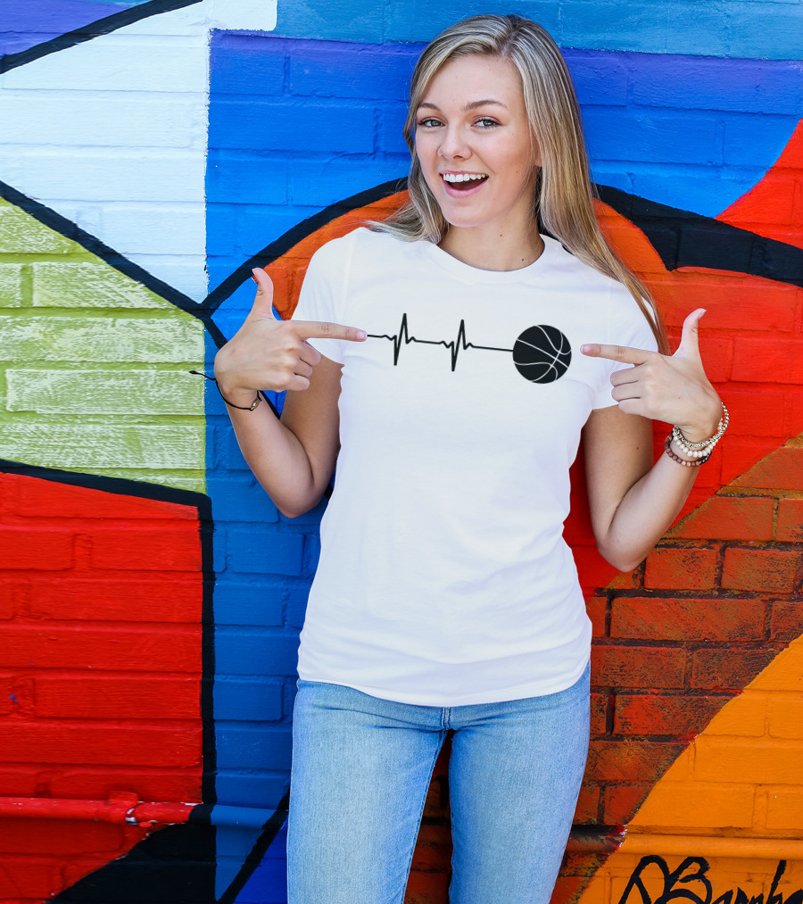 Heartbeat Basketball Player Pulse Path T-Shirt