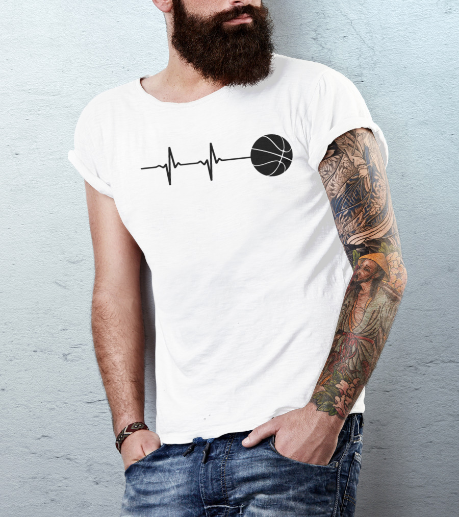Heartbeat Basketball Player Pulse Path T-Shirt
