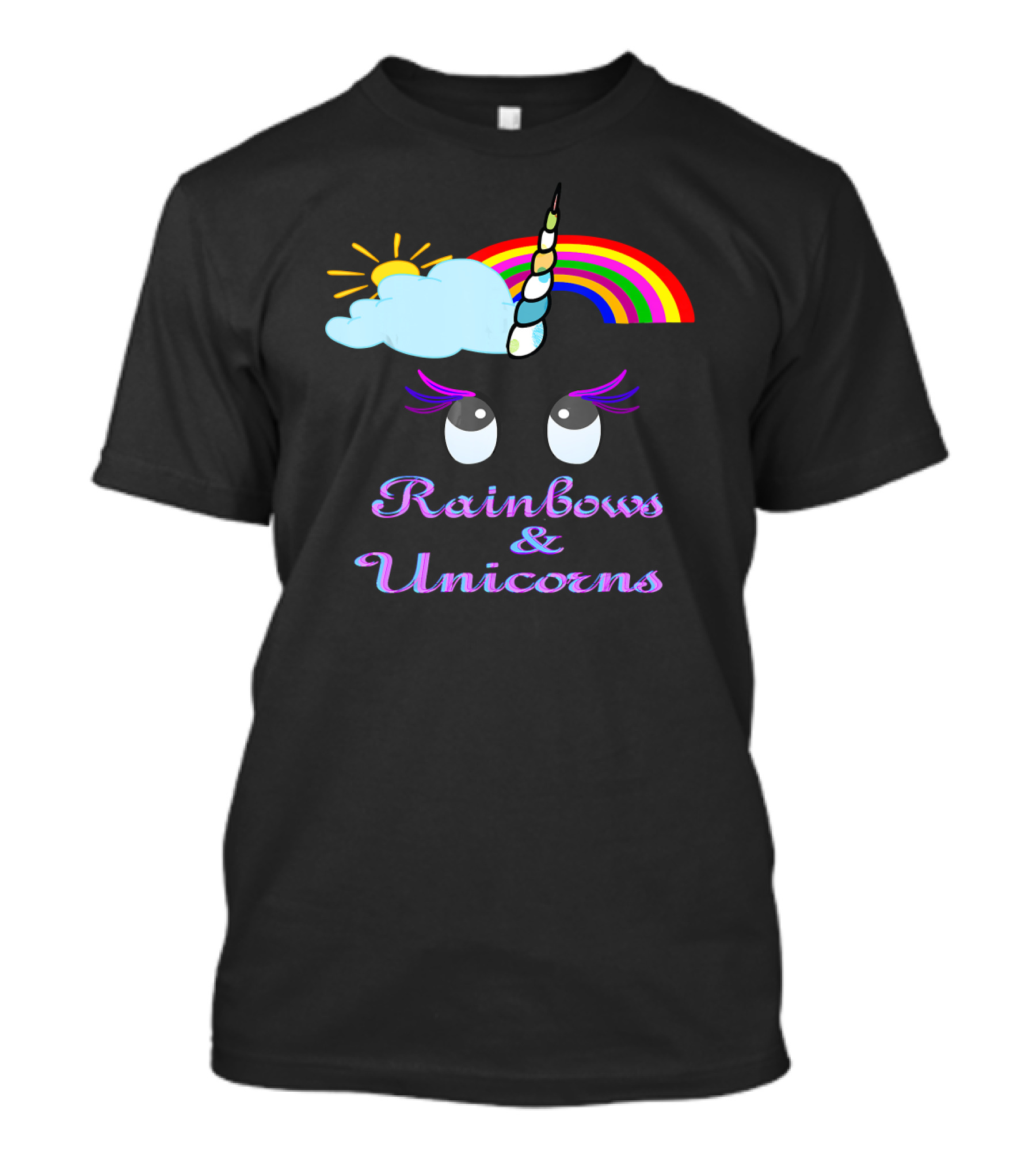 Rainbows And Unicorns Clouds And Sun Dreamy Eyes T-Shirt