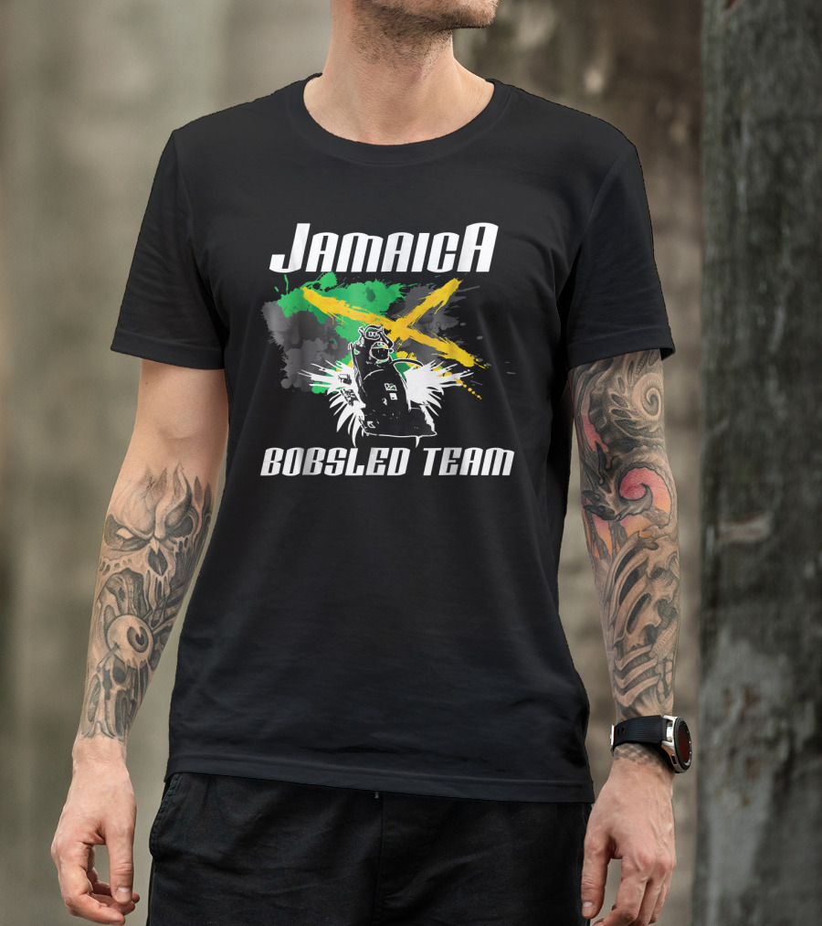 Jamaica Bobsled Team With Jamaican Flag Elements T-Shirt
