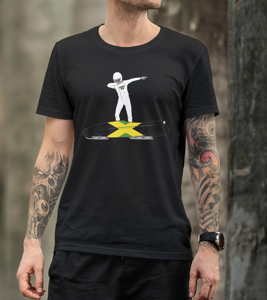 Jamaica Dabbing Bobsledding Bobsled Team Jamaica Flag T-Shirt
