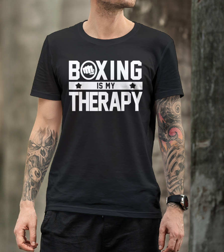 Boxing Is My Therapy Fist Icon Boxing Therapy T-Shirt