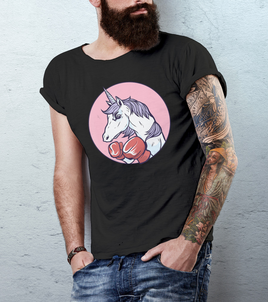 Unicorn Boxing Punchin' Power With Gloves T-Shirt