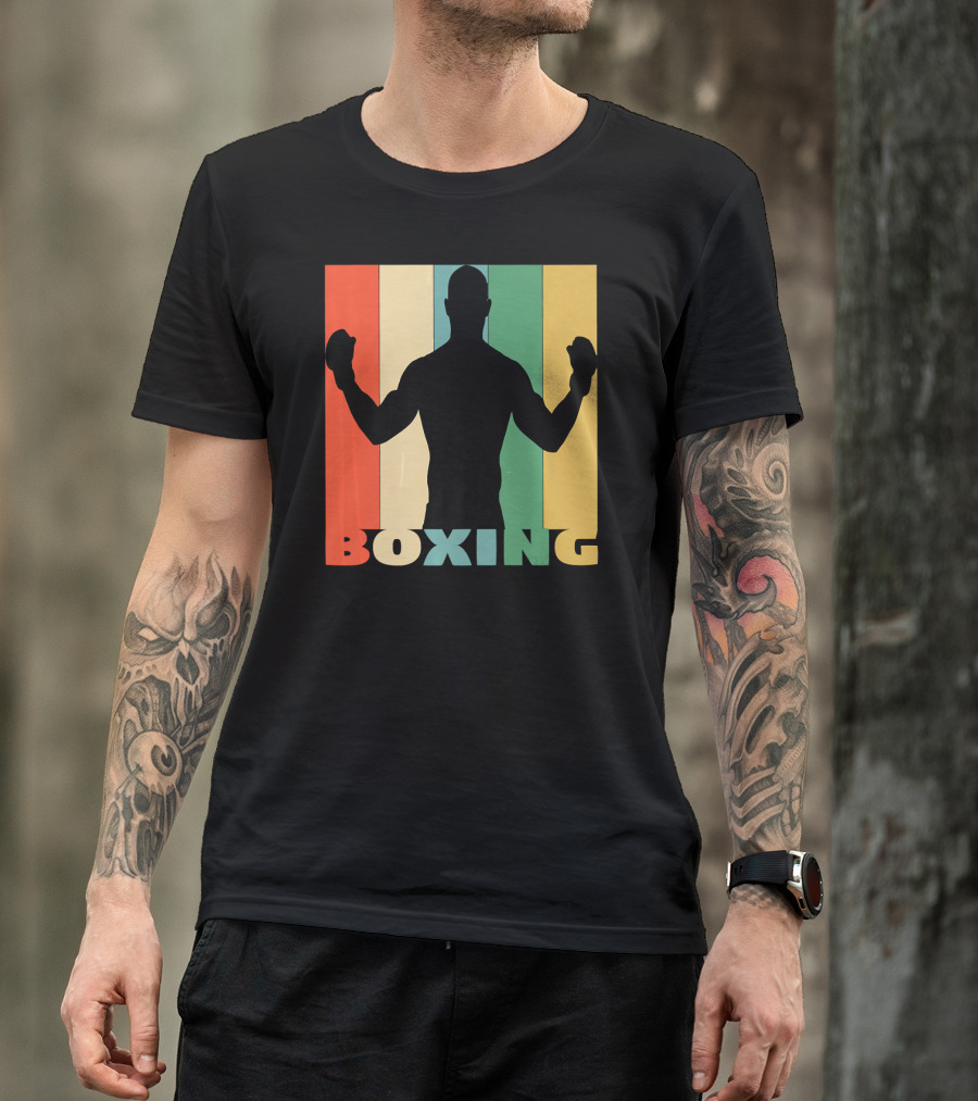 Boxing Vintage Style Silhouette On T-Shirt