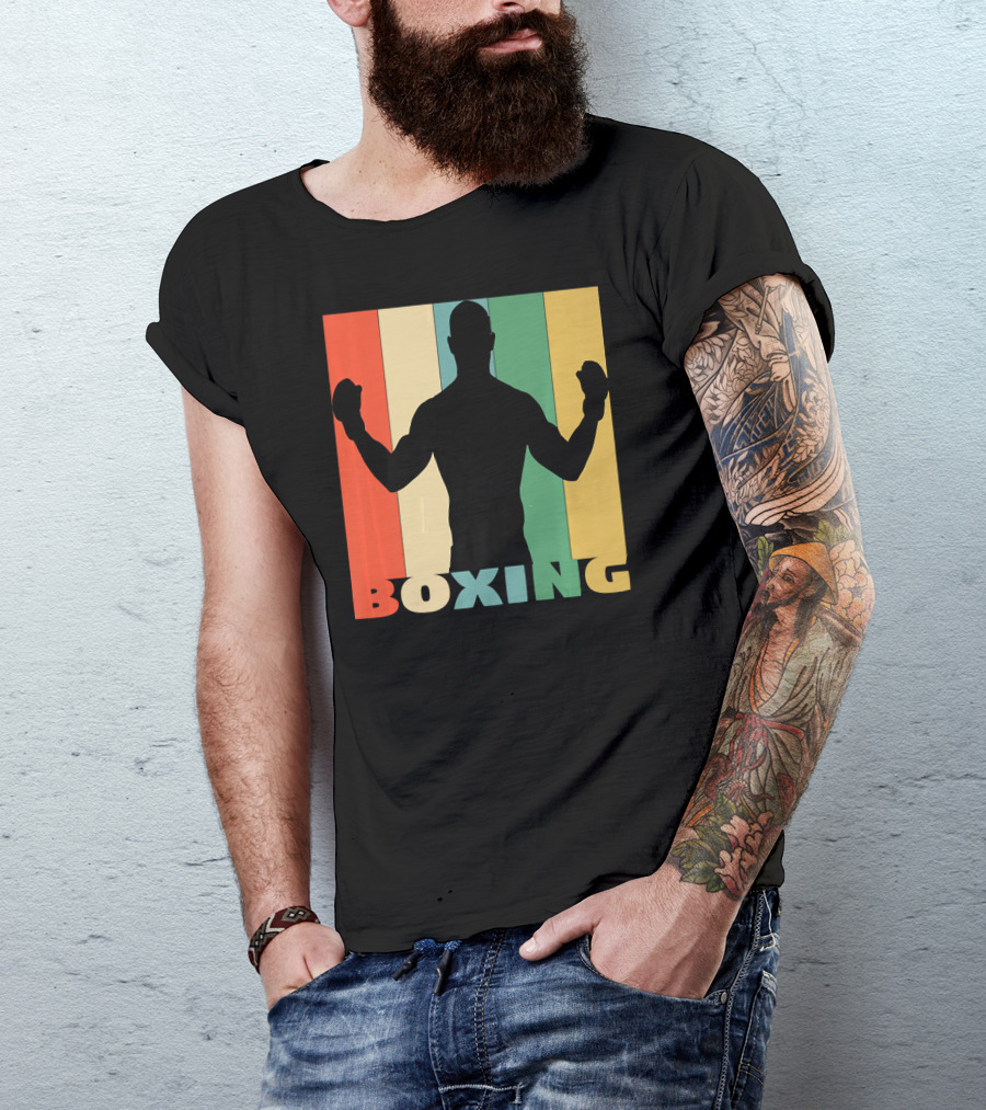 Boxing Vintage Style Silhouette On T-Shirt