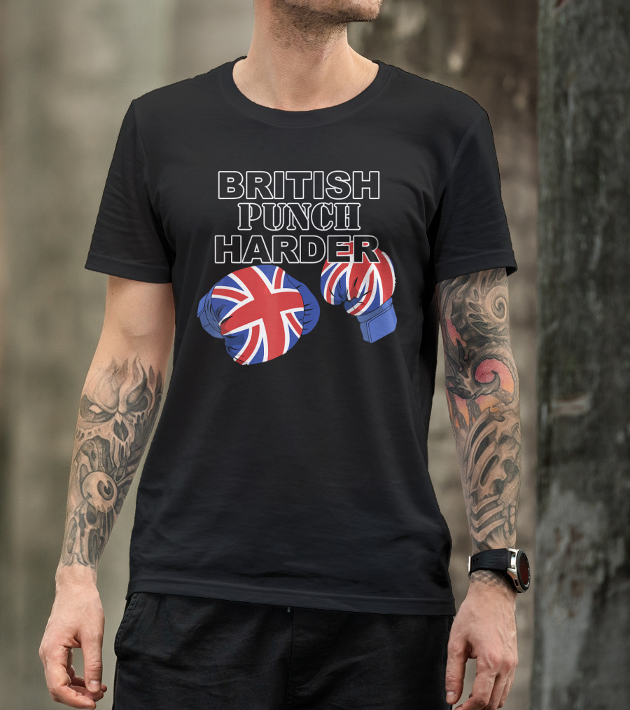 BRITISH PUNCH HARDER British Flag Boxing Gloves T-Shirt