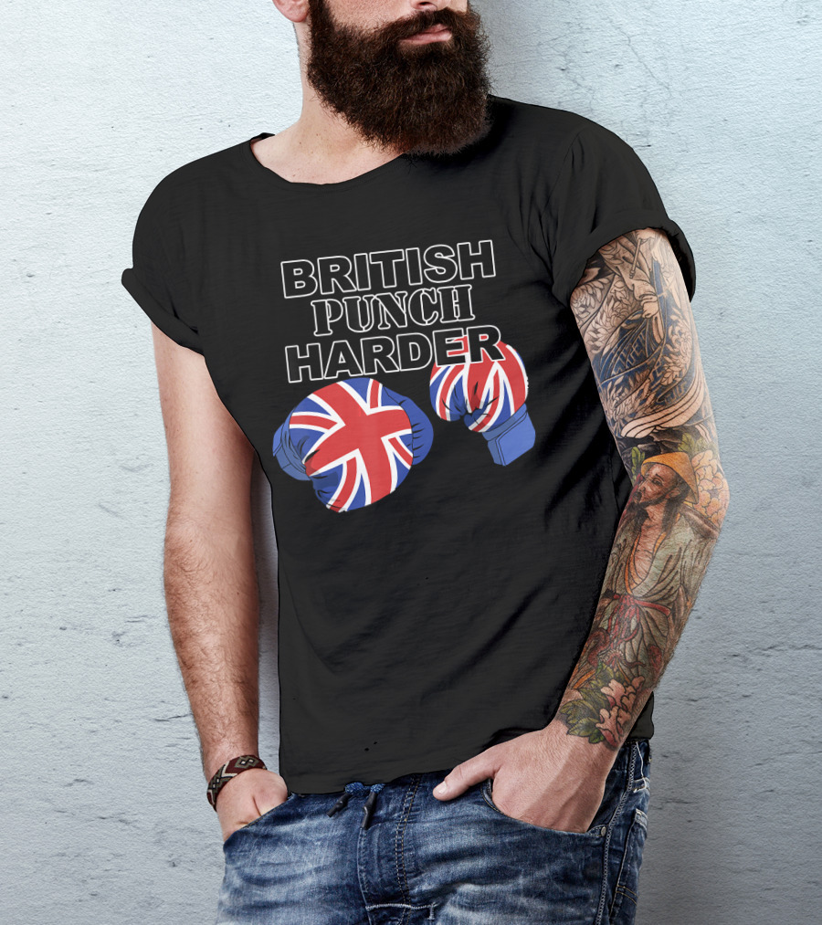BRITISH PUNCH HARDER British Flag Boxing Gloves T-Shirt