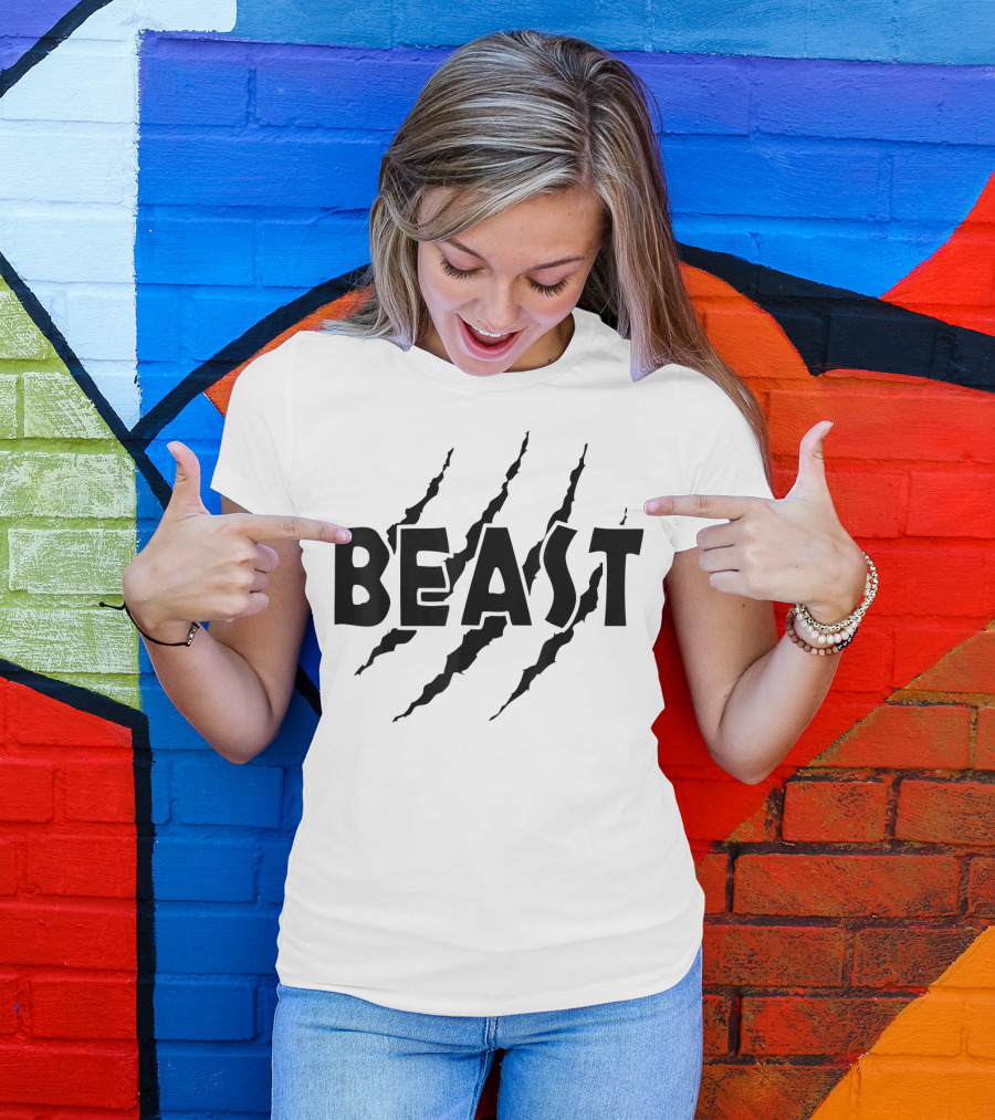 C523 BEAST Gym Workout Fitness MMA Scratch Marks T-Shirt