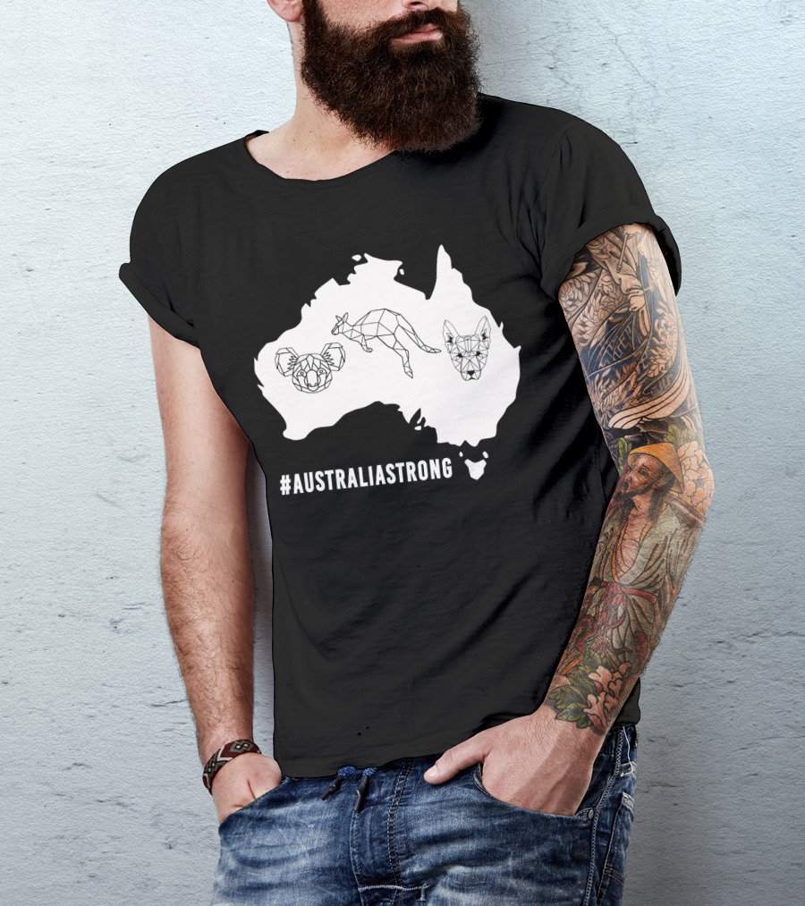 AustraliaStrong Koala Kangaroo Dingo Geometric Map T-Shirt