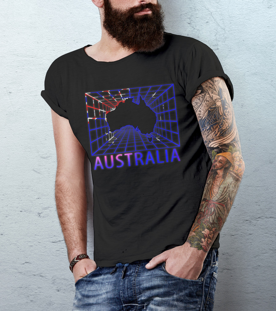 Australia Map Retro Grid T-Shirt
