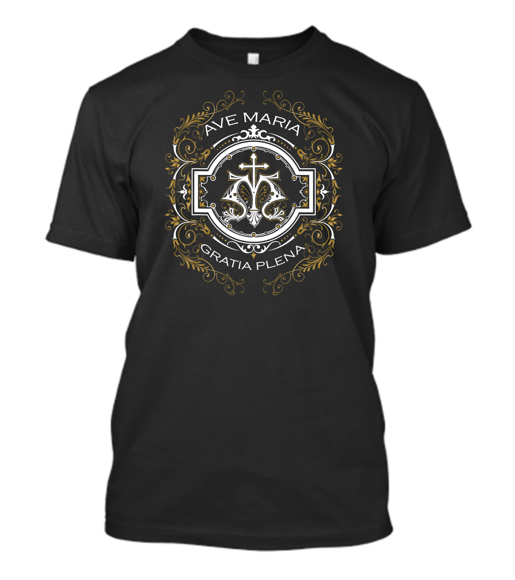 Ave Maria Schubert Gratia Plena Latin Mass Cross T-Shirt
