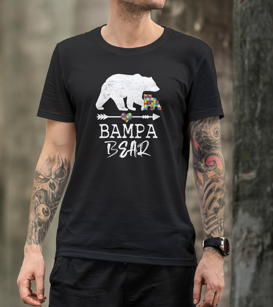 Bampa Bear Puzzle Heart Arrow Autism Awareness T-Shirt