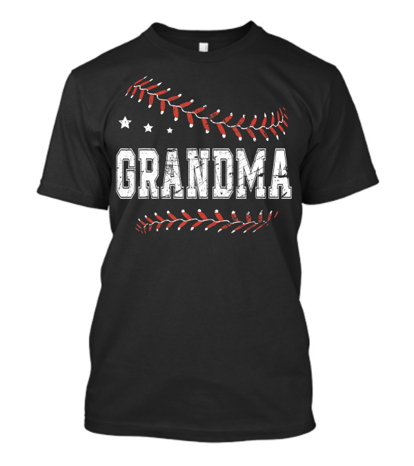 Grandma Baseball Love With Stars And Stitching T-Shirt