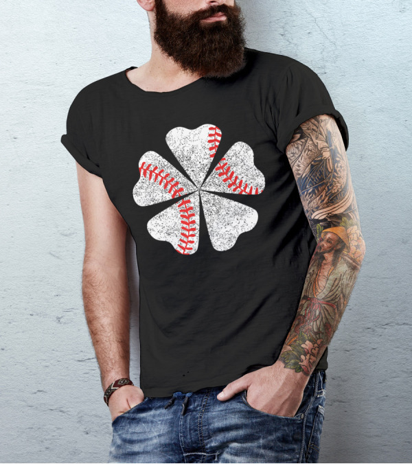Lucky Clover Baseball St Patricks Day T-Shirt