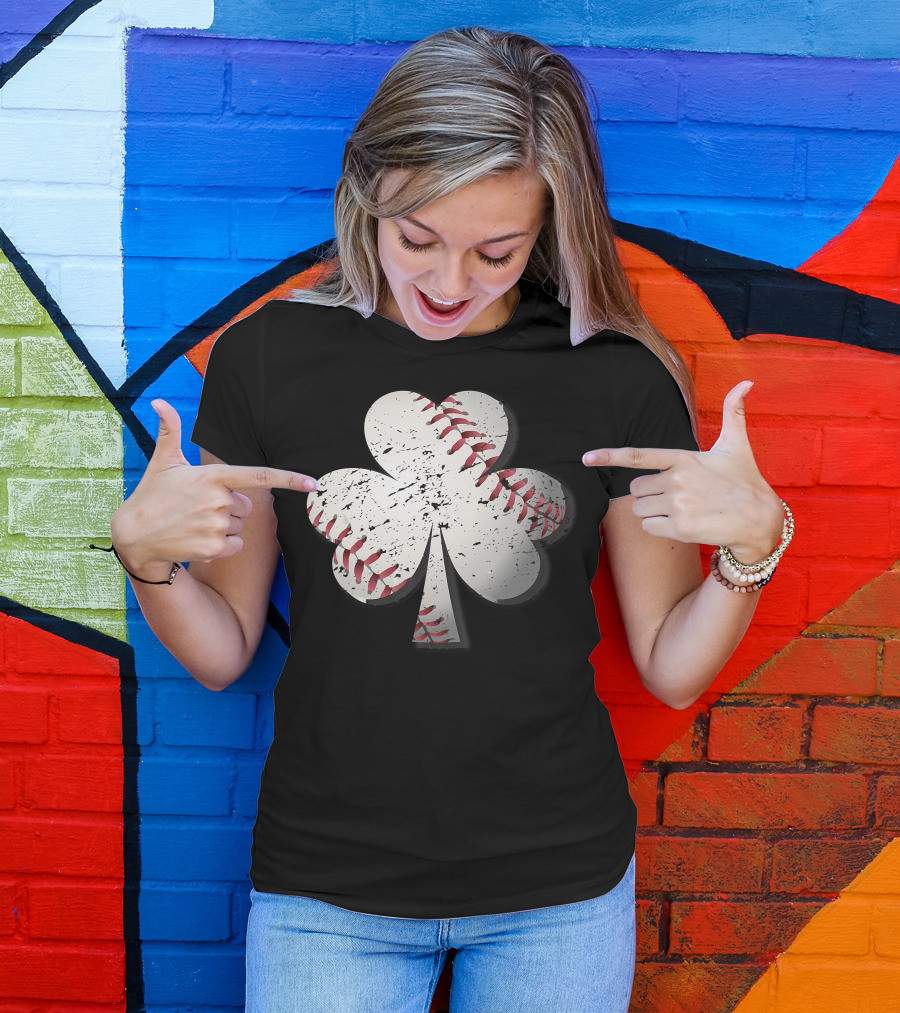 Baseball St Patrick's Day Shamrock Vintage T-Shirt