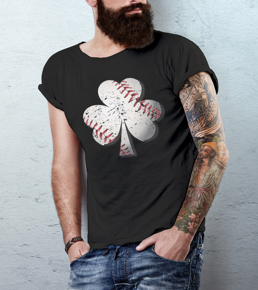 Baseball St Patrick's Day Shamrock Vintage T-Shirt