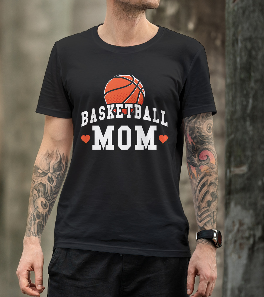Basketball Mom Women's Shirt With Hearts And Basketball T-Shirt