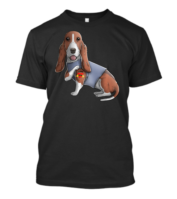 Basset Hound I Love Mom Tattoo Dog Wearing T-Shirt