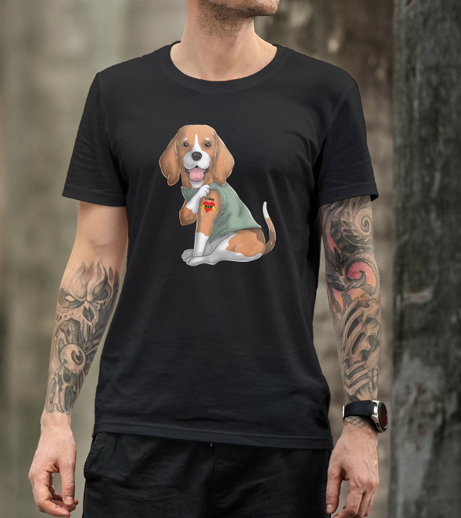 Beagle I Love Mom Tattoo On Dog's Arm T-Shirt