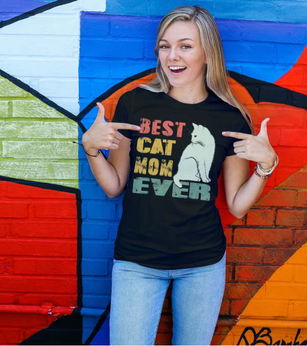 Best Cat Mom Ever Vintage Cat Mother T-Shirt