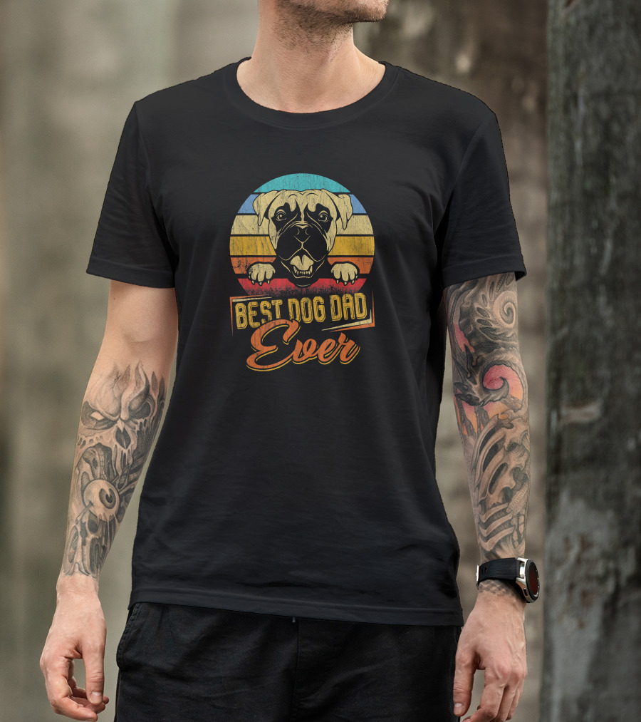 Best Dog Dad Ever Boxer Dog Dad Vintage T-Shirt