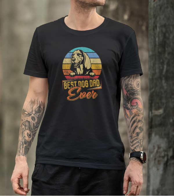 Best Dog Dad Ever Basset Hound Retro T-Shirt