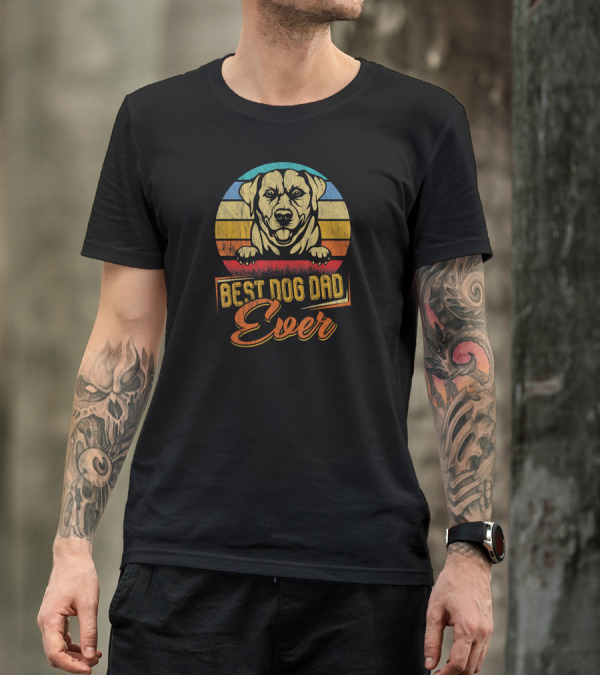 Best Dog Dad Ever Labrador Retro Stripes T-Shirt