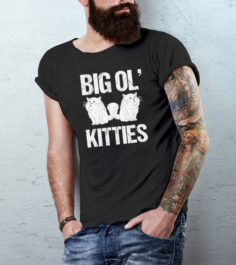 Big Ol Kitties Funny Cat Lover White Furry Cats T-Shirt