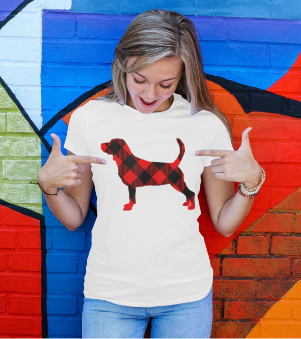 Black Red Plaid Labrador Dog Mom Paw T-Shirt