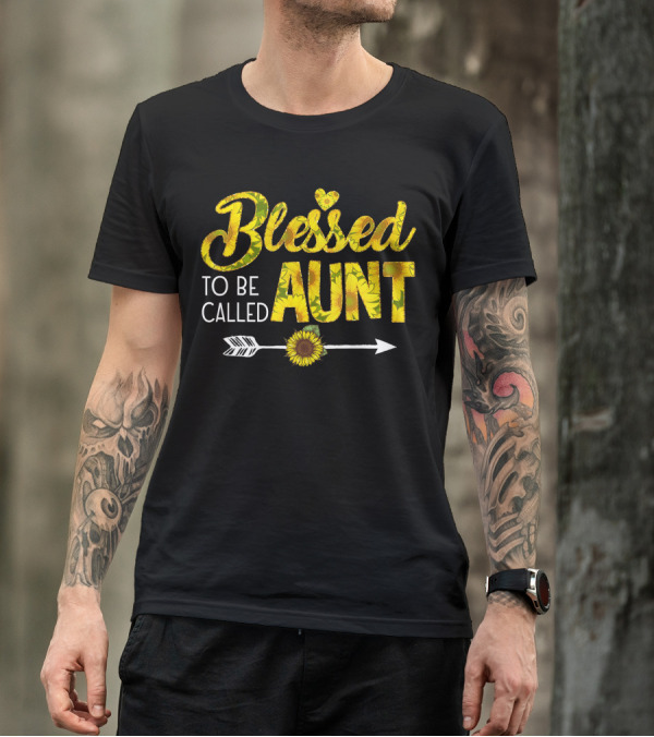 Blessed To Be Called Aunt Sunflower Arrow Heart T-Shirt