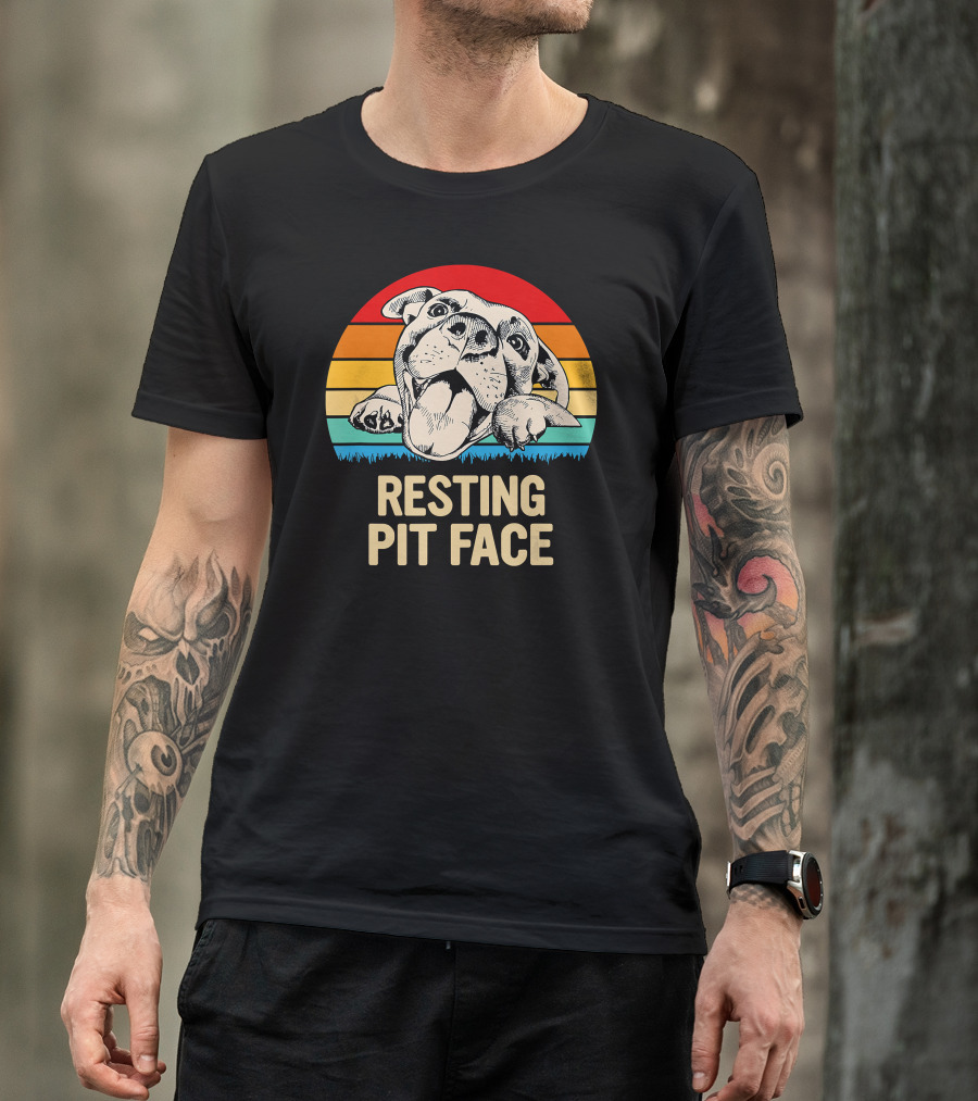Resting Pit Face Bombshell Bullies Pit Bull Rescue Retro T-Shirt