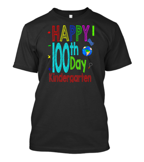 HAPPY 100th Day Kindergarten Earth Magnifying Glass T-Shirt